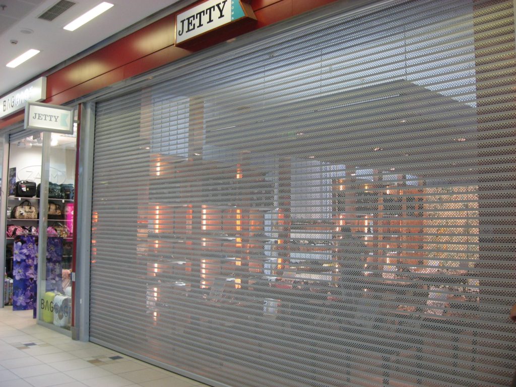 Safe View Perforated rolling door in a mall